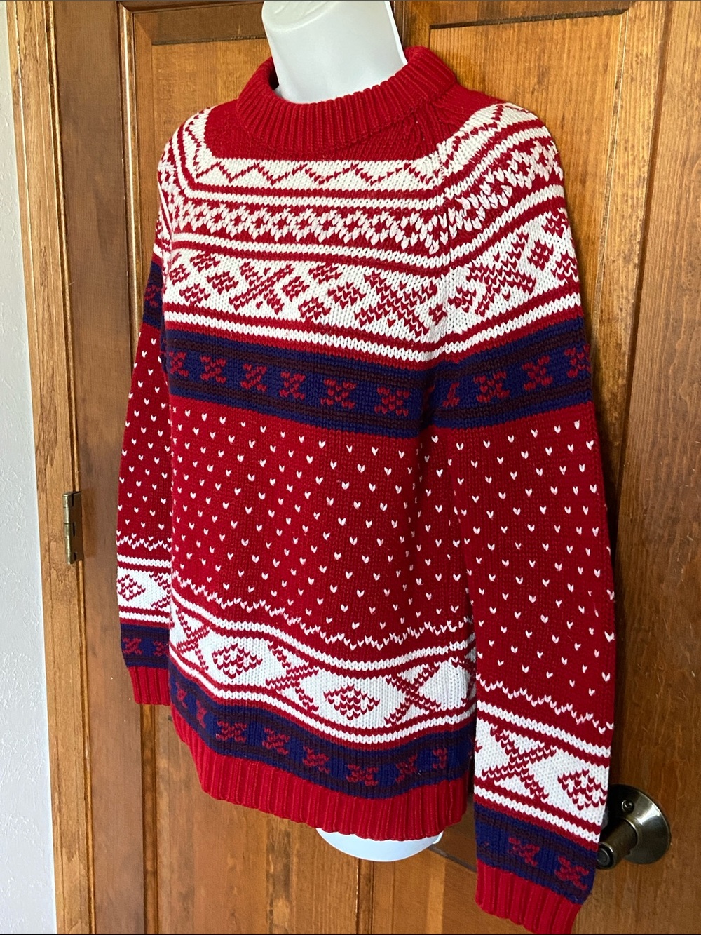 Vintage L L Bean 80’s - 90’s virgin acrylic Fiber Nordic Fair Isle patterns M/L - Picture 3 of 11